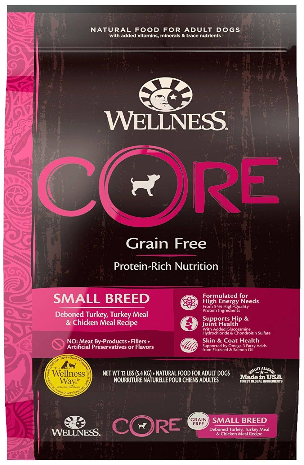 Wellness Core Grain Free Small Breed Turkey and Chicken Natural Dry Dog Food - 12lb