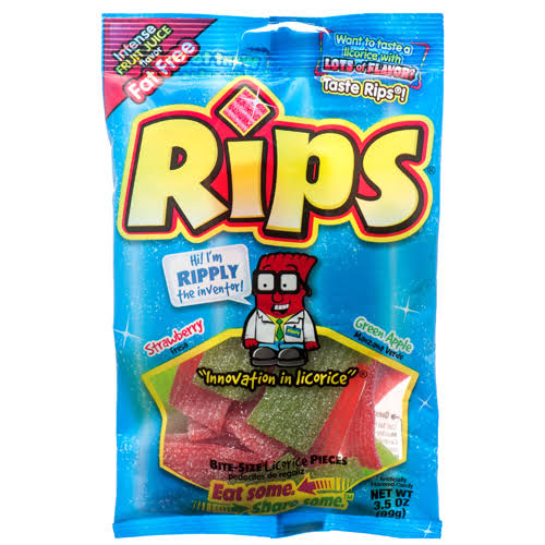 Rips Sour Candy 3.5oz Strawberry Green Apple Wholesale, Cheap, Discount, Bulk (Pack of 12)