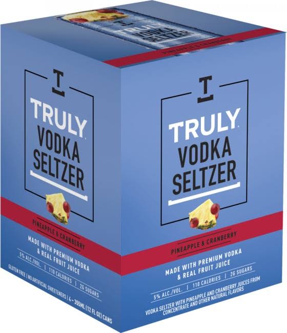 Truly - Pineapple & Cranberry Vodka Seltzer (4 Pack cans)