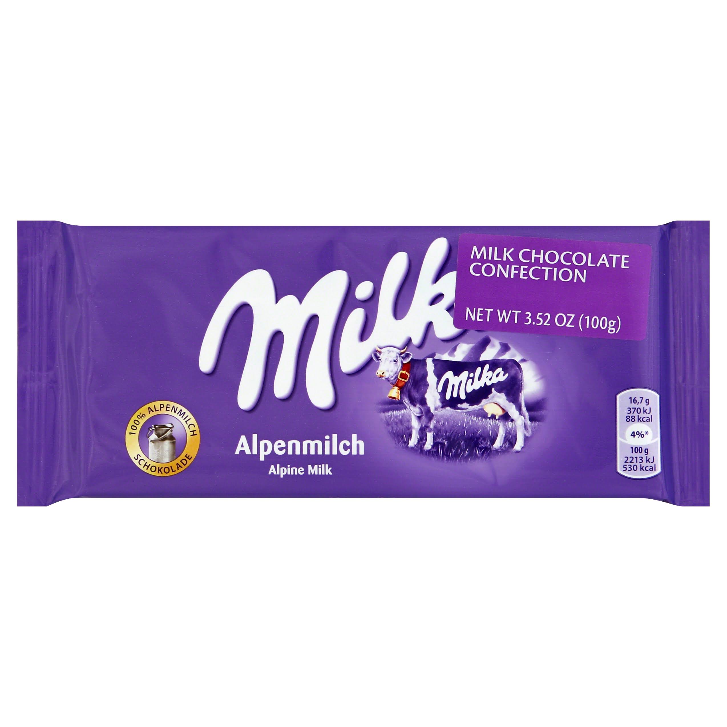 Milka Milk Chocolate Confection, Alpenmilch - 3.52 oz