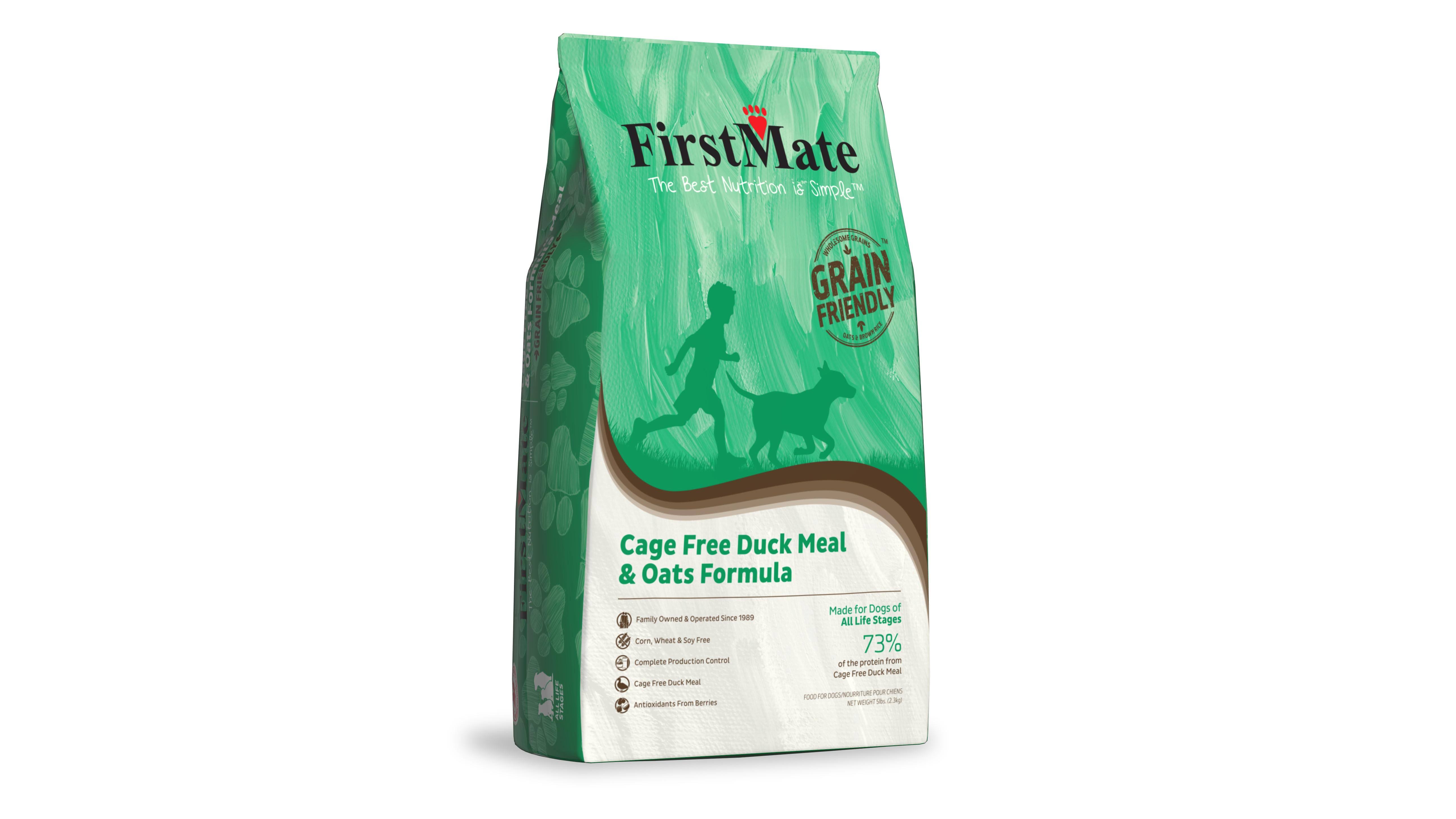 FirstMate Grain Friendly Cage Free Duck & Oats Dry Dog Food, 5 lbs