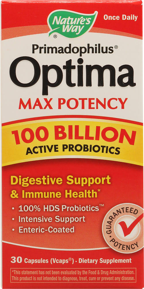 Nature's Way Primadophilus Optima Max Potency Dietary Supplement - 30 Capsules