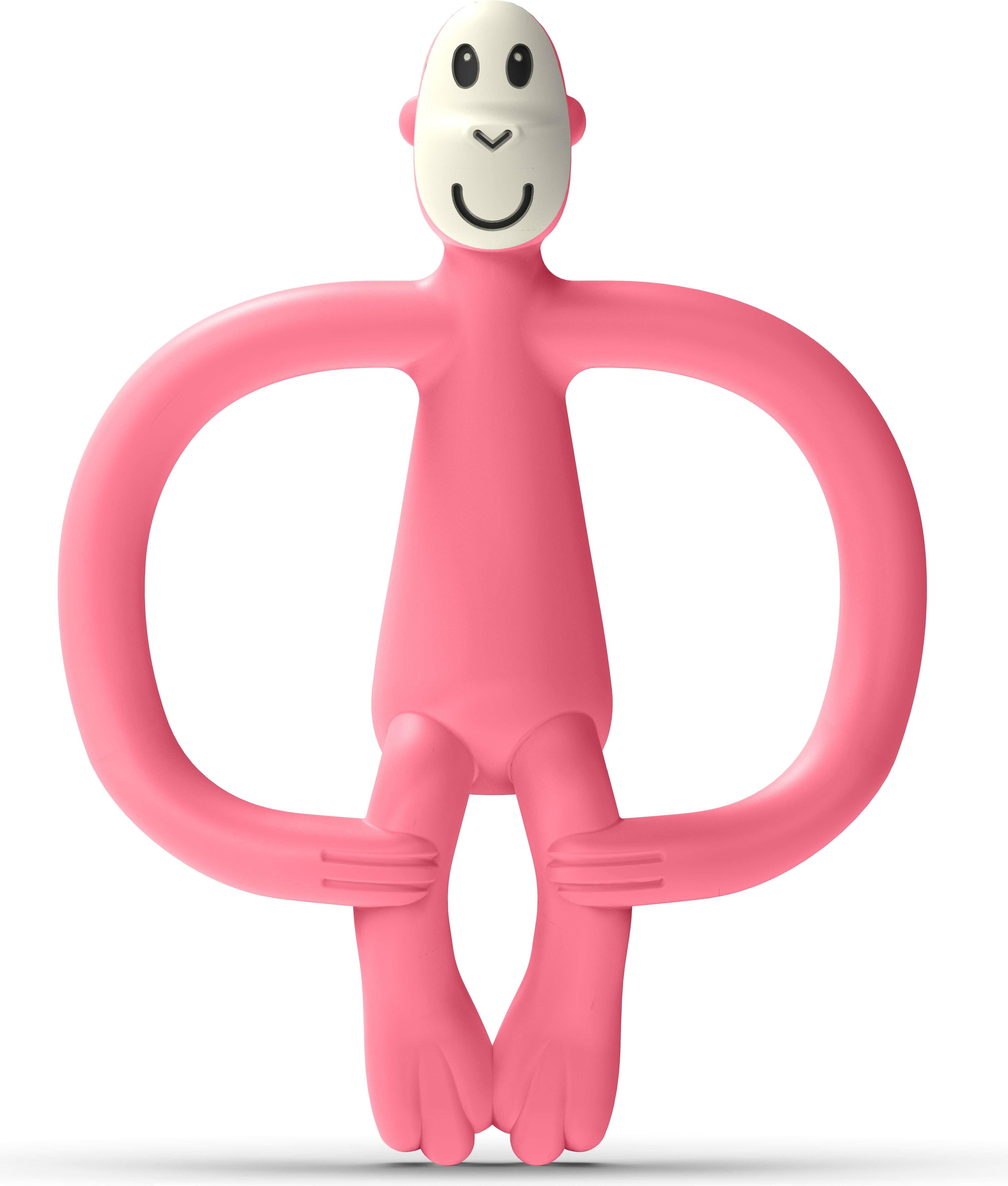 Matchstick Monkey, Antimicrobial Silicone Teether & Gel Applicator, Easy To Grip, Bpa Free, 3 Months Old+, 11 cm, Pink Monkey