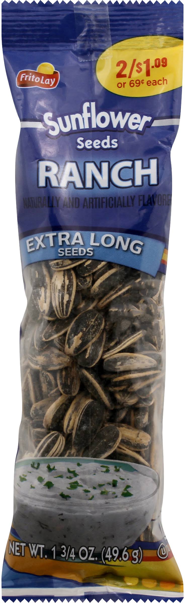 Frito Lay Sunflower Seeds, Ranch, Extra Long - 1-3/4 oz (49.6 g)