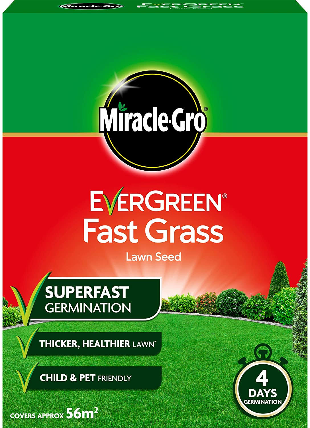 Miracle-Gro 119620 Evergreen Fast Grass Lawn Seed 1.6 kg - 56 M2