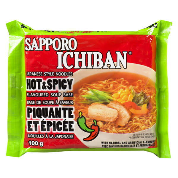 Sapporo Ichiban Flat Instant Ramen Noodles - Hot and Spicy, 100g