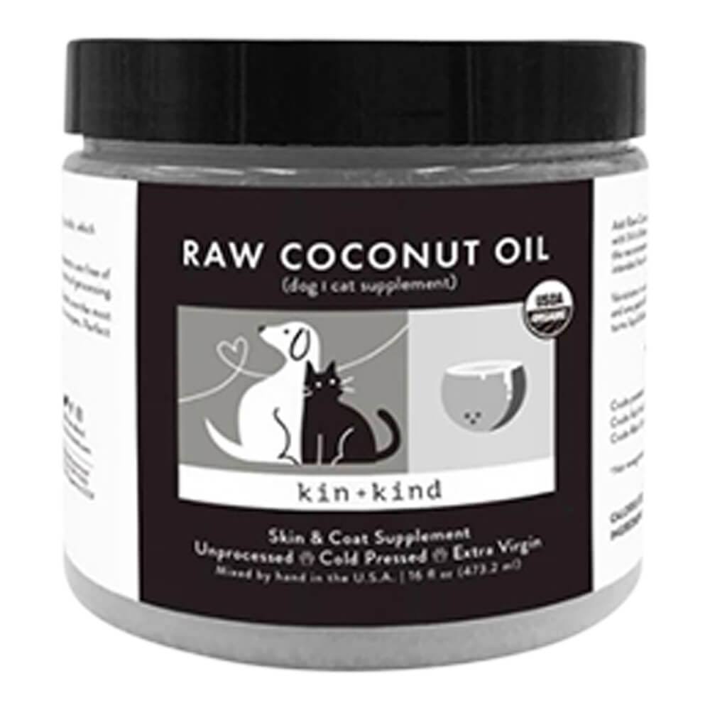 kin+kind Raw Coconut Oil Organic Skin & Coat Supplement For Dogs & Cats - Large - 16 Ounces