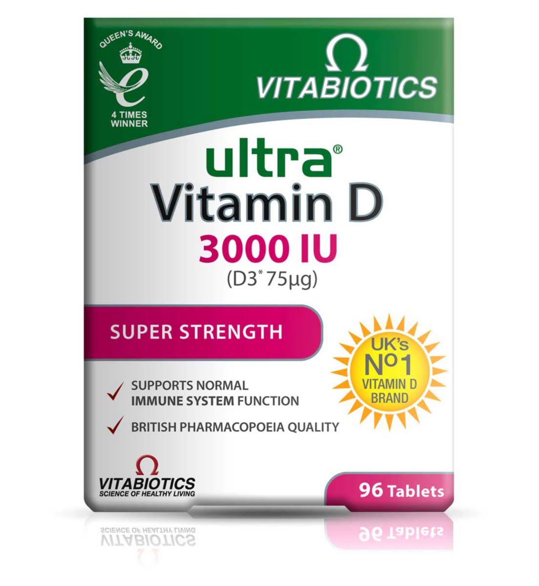 Vitabiotics Ultra Vitamin D D3*75μg 3000IU Super Strength 96 Tablets