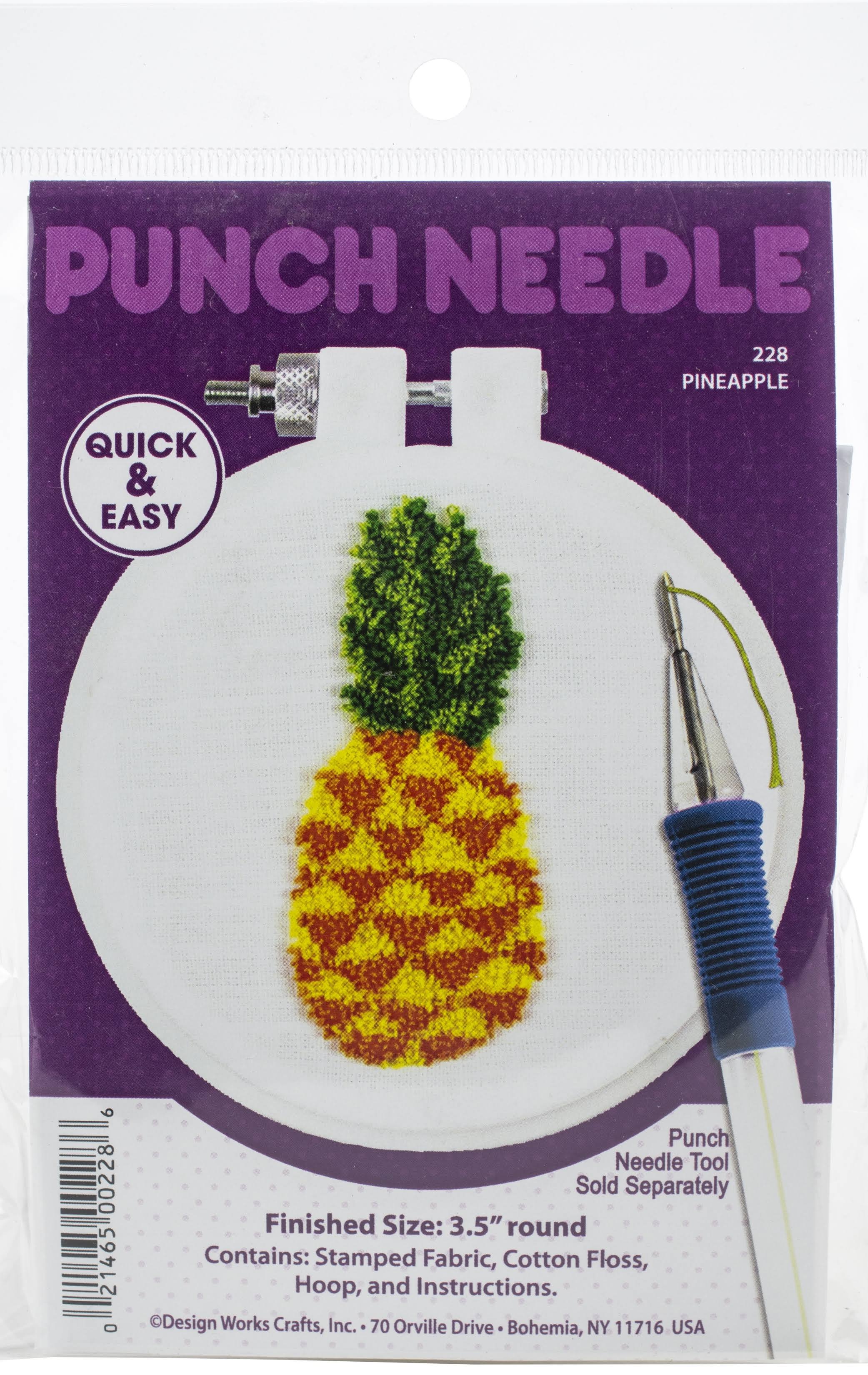 Design Works Punch Needle Kit 3.5" Round Pineapple
