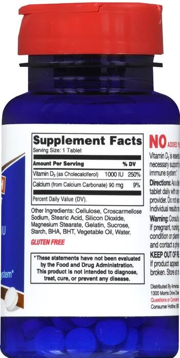 GNP Vitamin D 1000 IU Cholecalciferol Vitamin D3 25 mcg 200 Tablets for Healthy Bones and Immune System