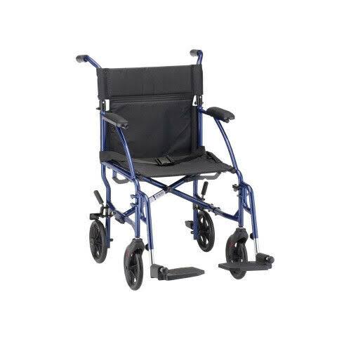 Nova Medical Products Ultra lightweight Transport Wheelchair - Blue, 19"