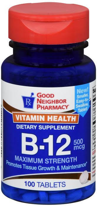 GNP Vitamin Health B-12 Dietary Supplement (100 Tablets, 500 mcg)