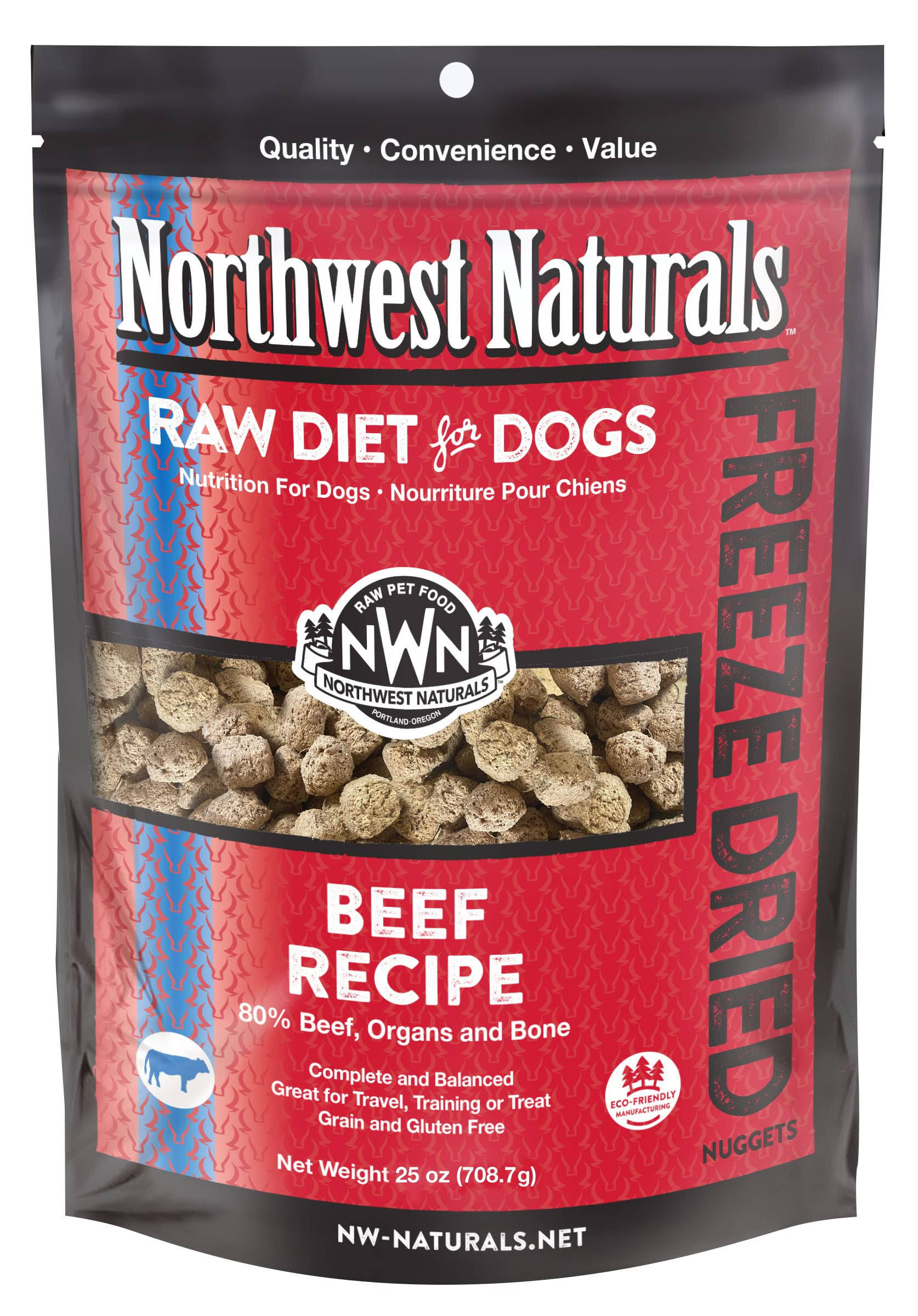 Northwest Naturals Raw Diet Beef Nuggets Freeze-Dried Dog Food, 25-oz
