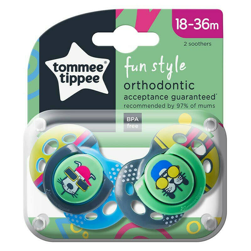 Tommee Tippee Fun Style Orthodontic Soothers - 18-36 Months, 2pk