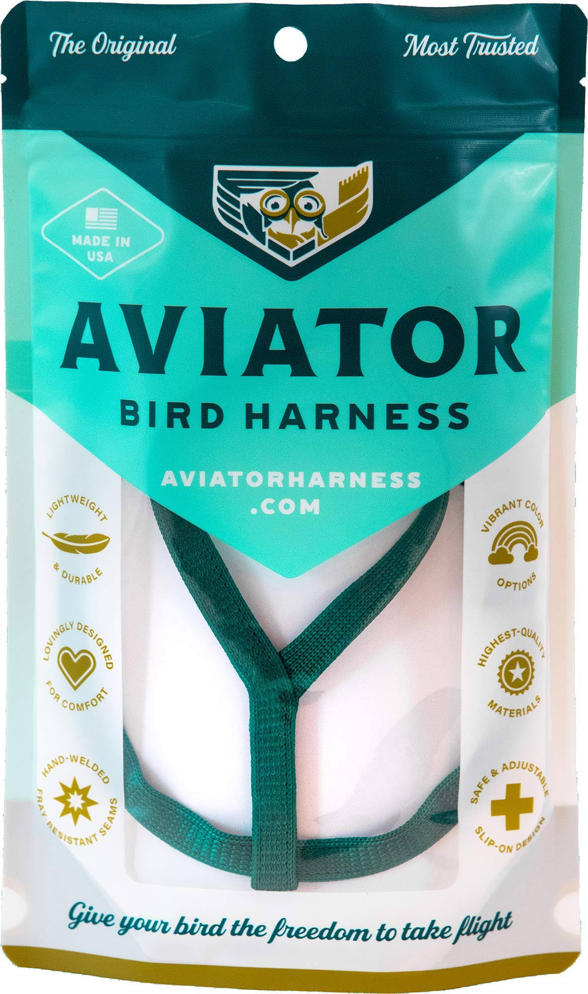 The Aviator Pet Bird Harness and Leash - Petite Green