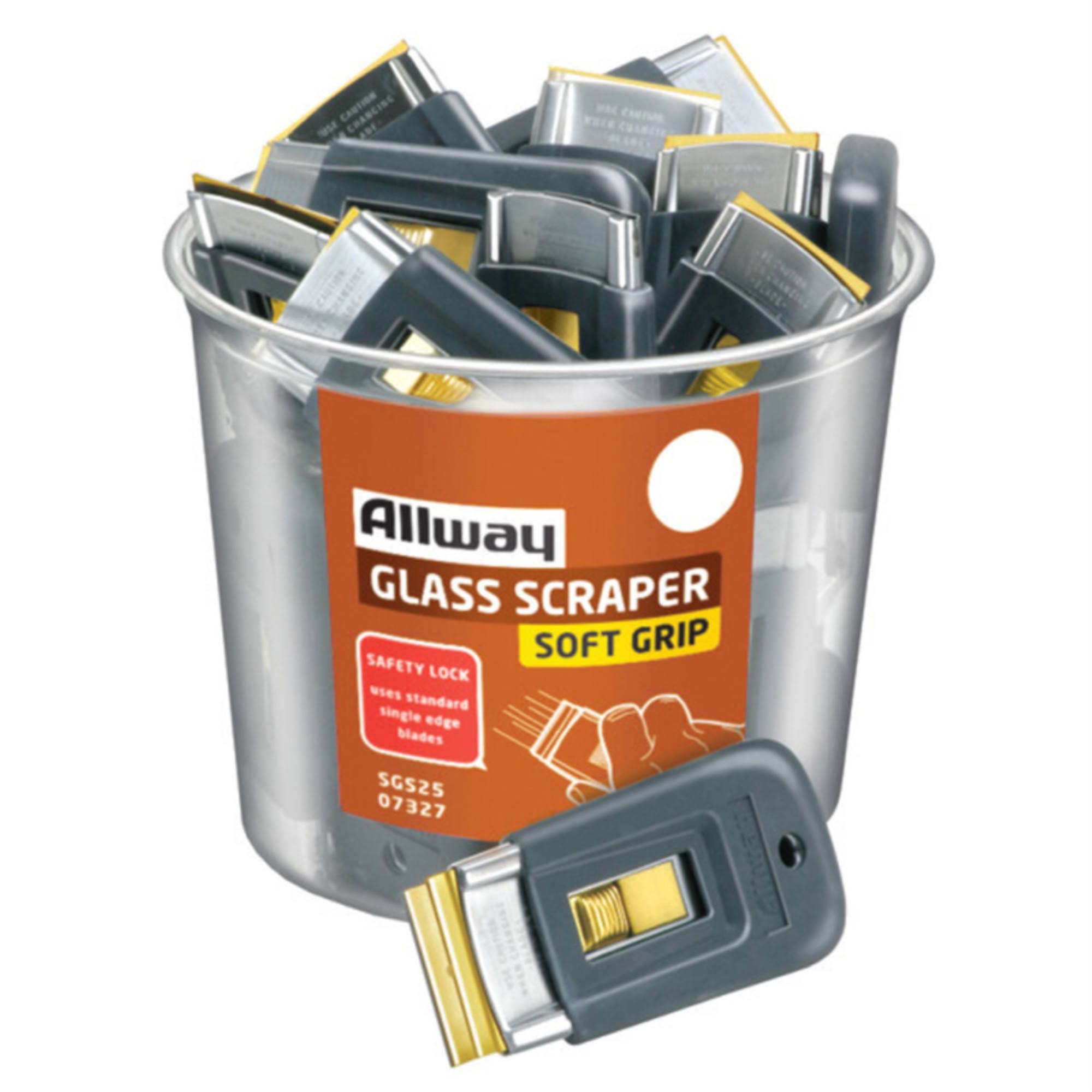 Allway Soft Grip Retractable Steel Glass Scraper (Pack of 25)