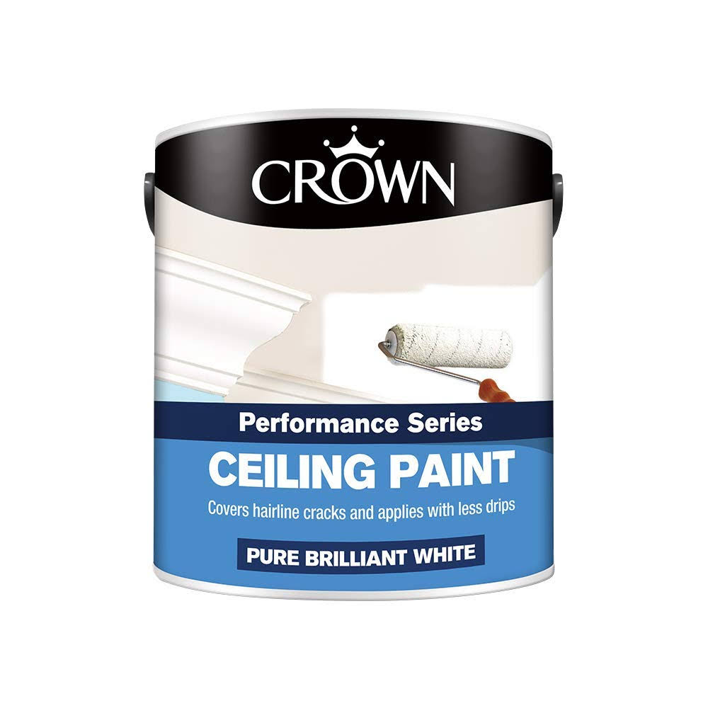 Crown Pure Brilliant Ceiling Paint - White Matt, 2.5L