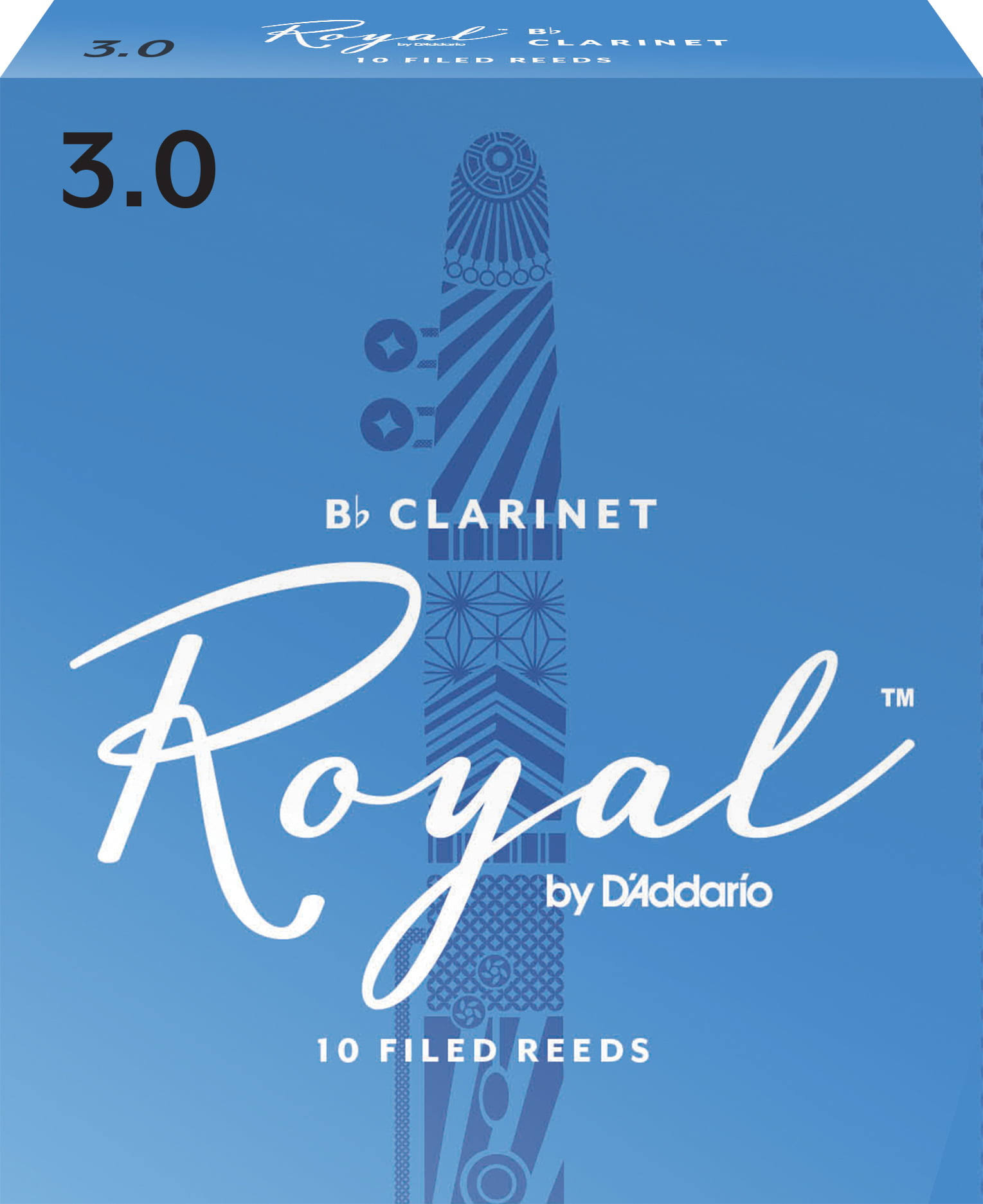 Rico Royal B Clarinet - 10 Reeds, Strength 3.0