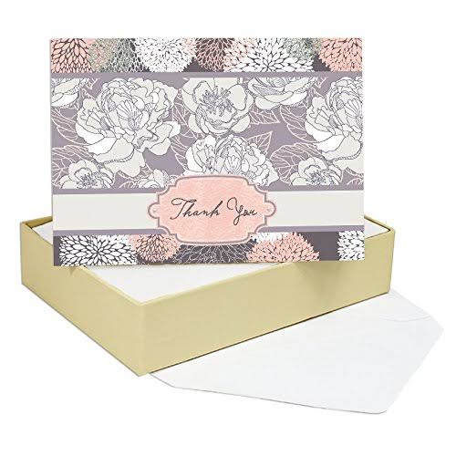 Designer Greetings Peony Floral Thank You Note Cards – Bla