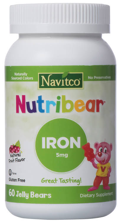 Navitco Kosher NutriBear Iron 5 mg Chewable Jellies - Fruit Flavor - 60 Bears