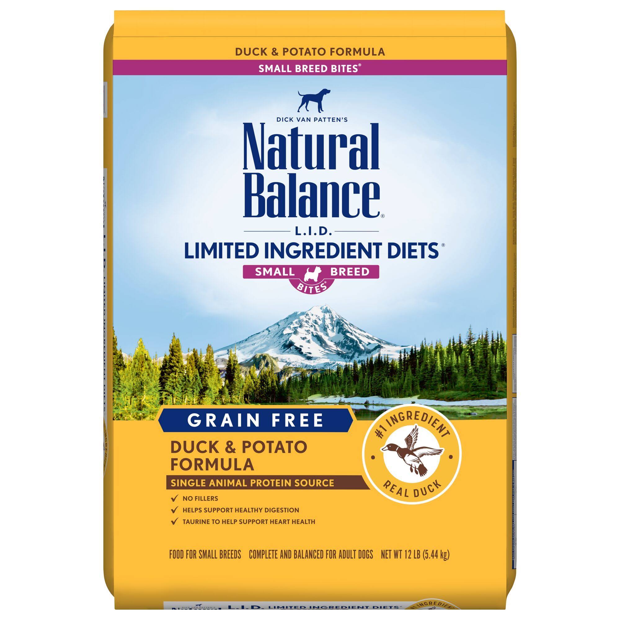 Natural Balance Limited Ingredients Diet Small Breed Bites Dog Food, Duck & Potato Formula, Grain Free, - 12 lb
