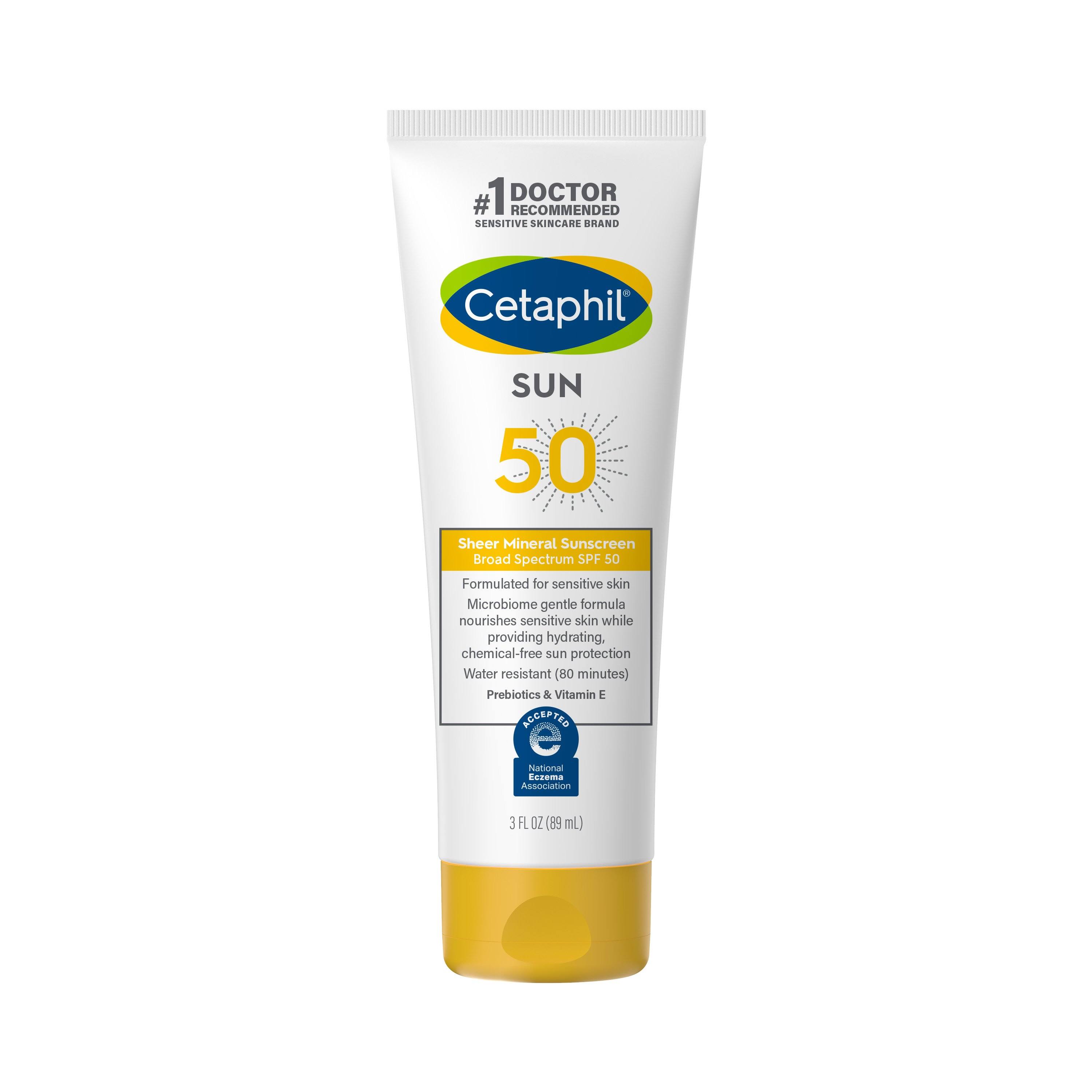 Cetaphil Sheer Sunscreen Lotion For Face & Body, SPF 50, 100% Mineral