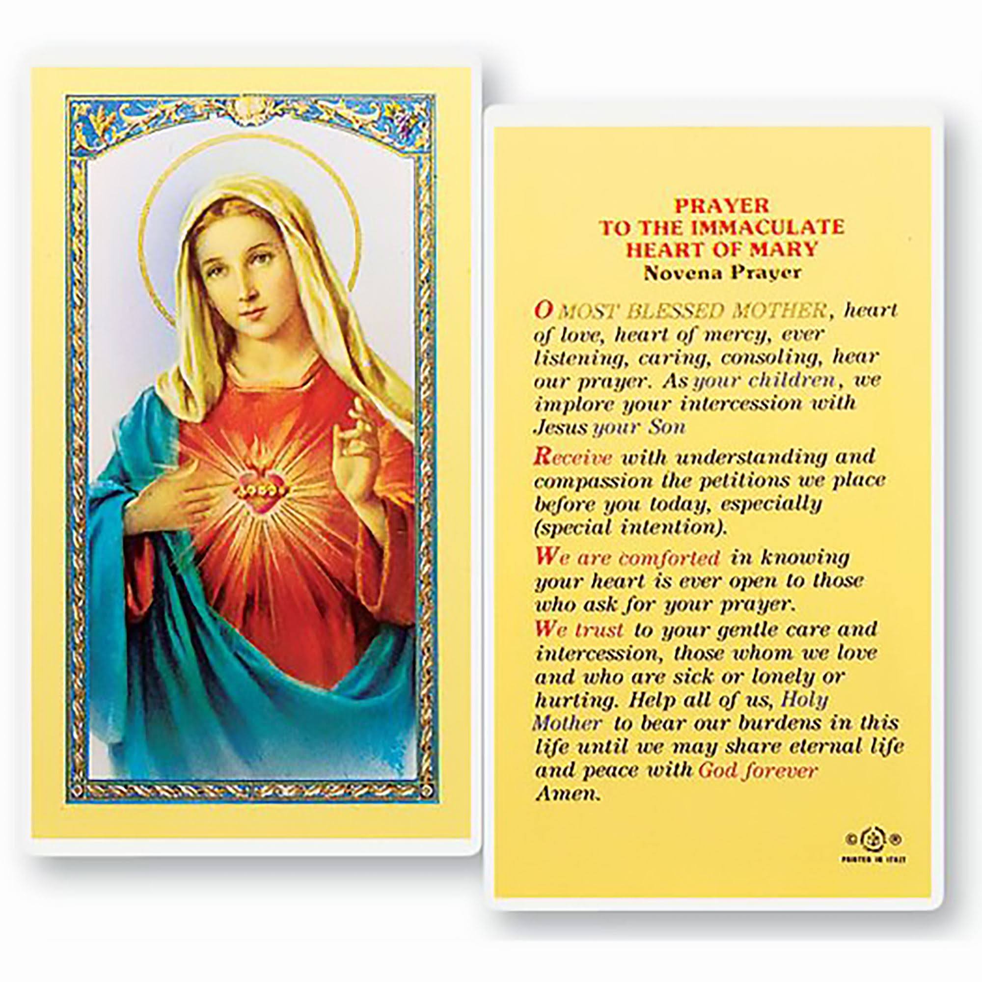 Novena Prayer To The Immaculate Heart Holy Card (800-011)