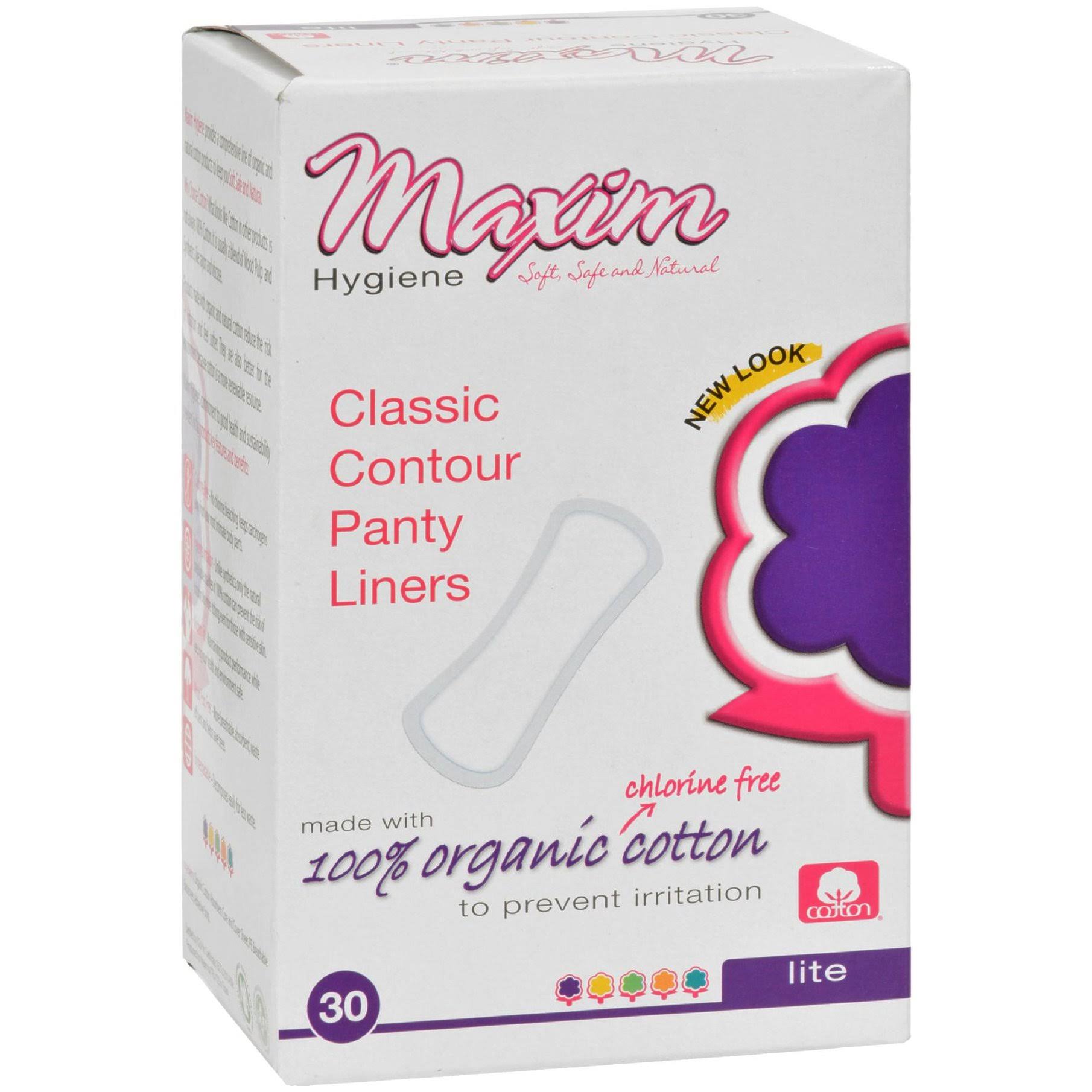 Maxim Organic Contour Hypoallergenic Panty Liners - Light Days, Unscented, 30ct