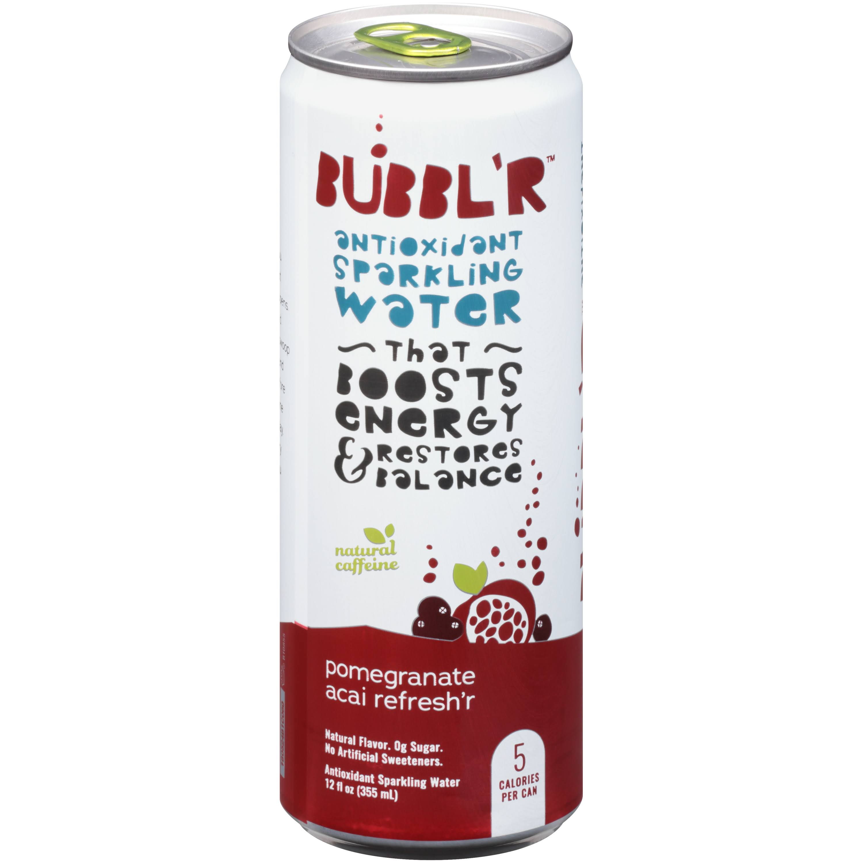 Bubblr Sparkling Water, Antioxidant, Pomegranate Acai Refresh'r - 12 fl oz