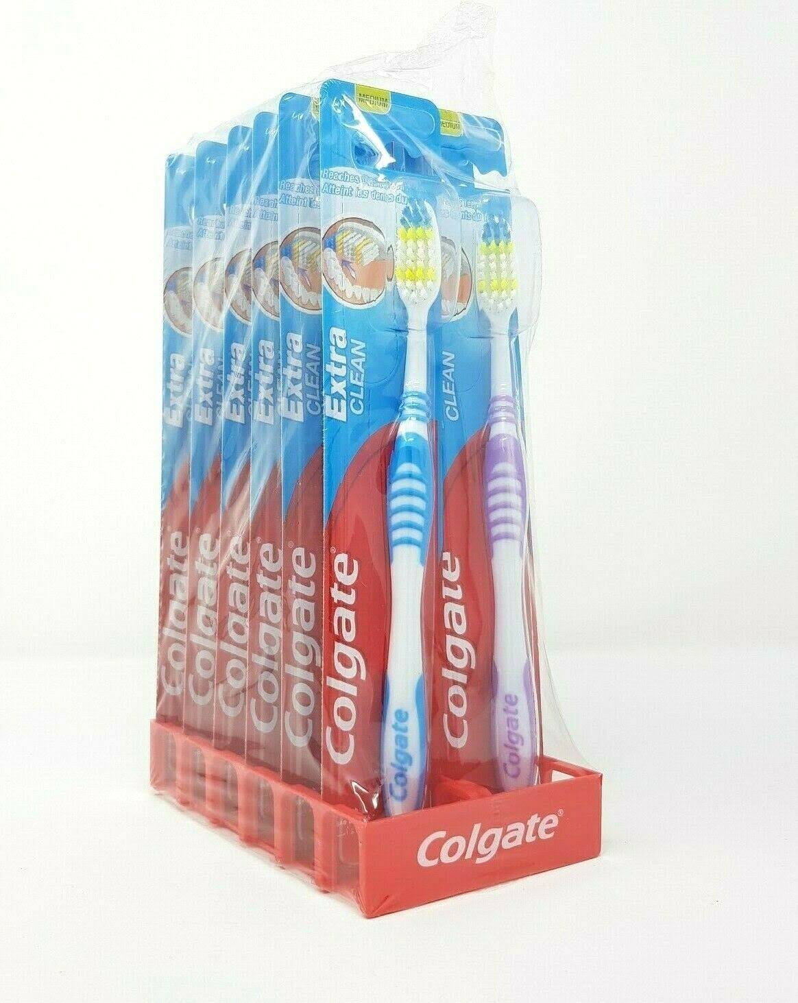 Colgate extra clean toothbrushes 12 pcs multi coloured medium bristles