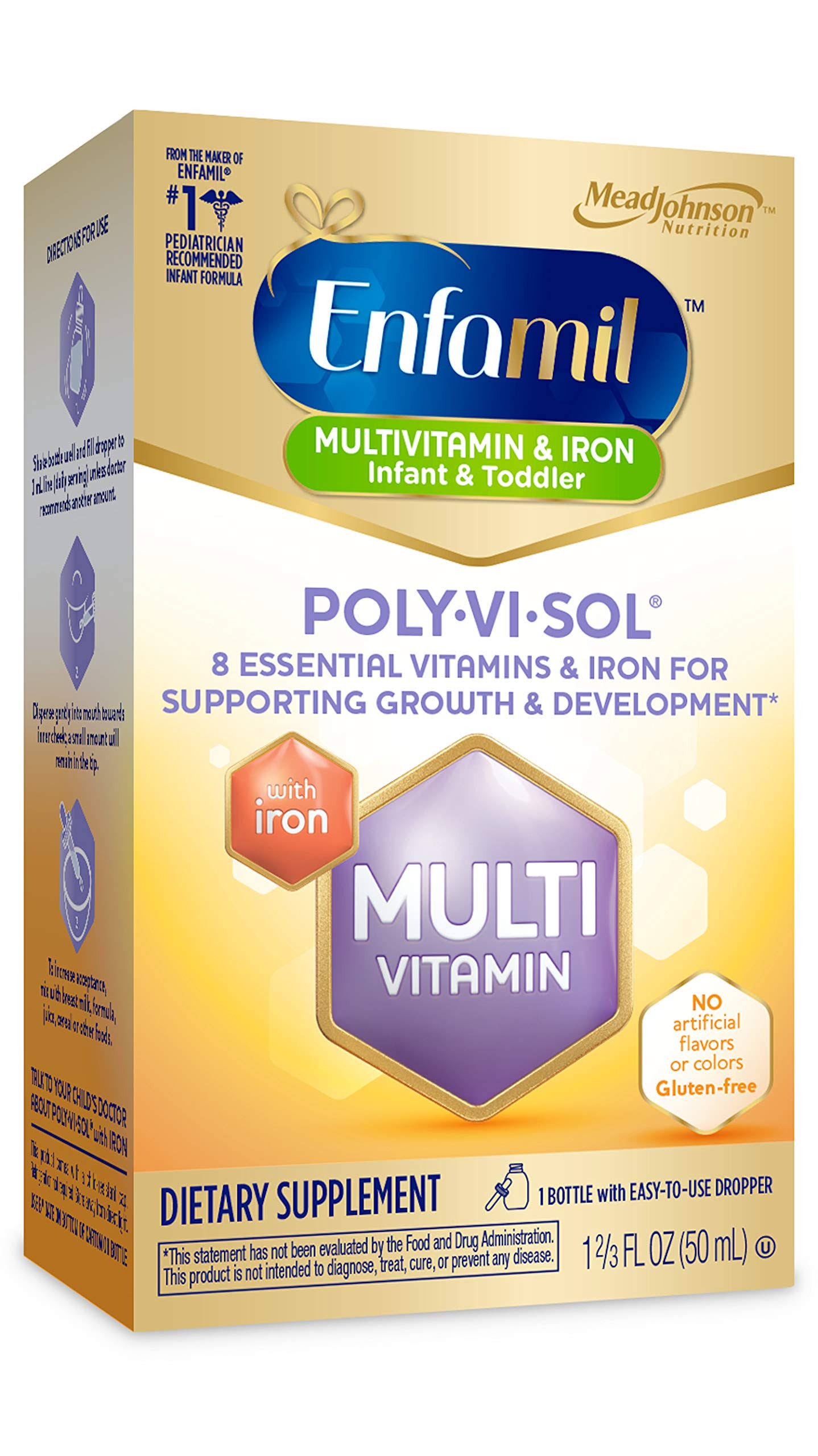 Enfamil Poly ViSol Infants and Toddlers Multivitamin Supplement Drops - with Iron, 50ml