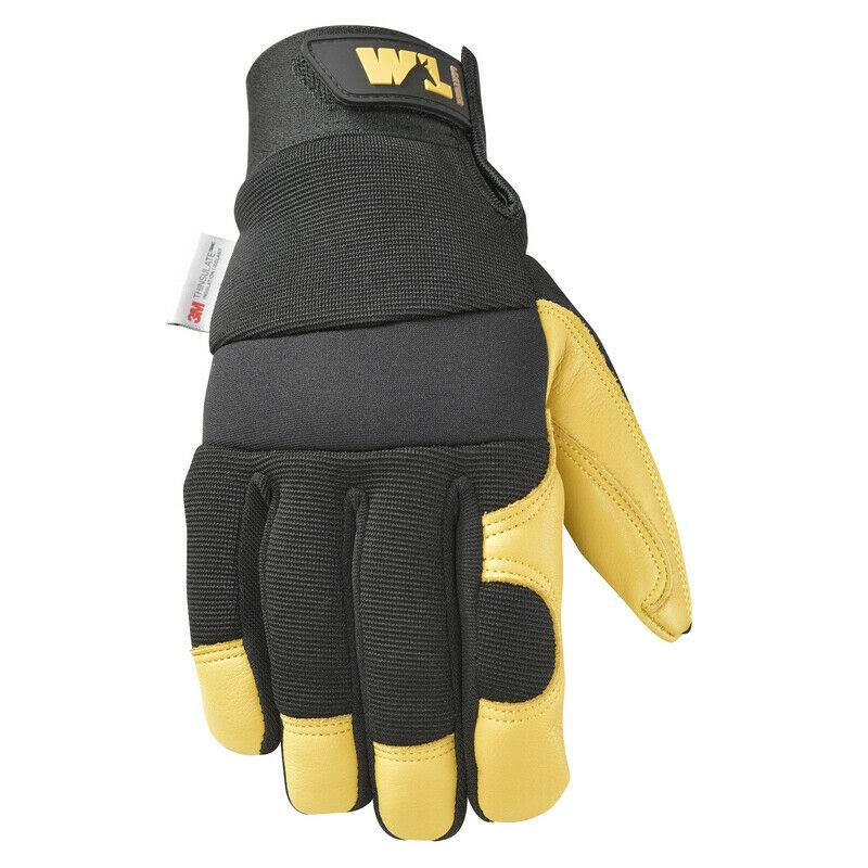 Wells Lamont Men's Cowhide Leather Winter Work Gloves - Black & Yellow, X-Large