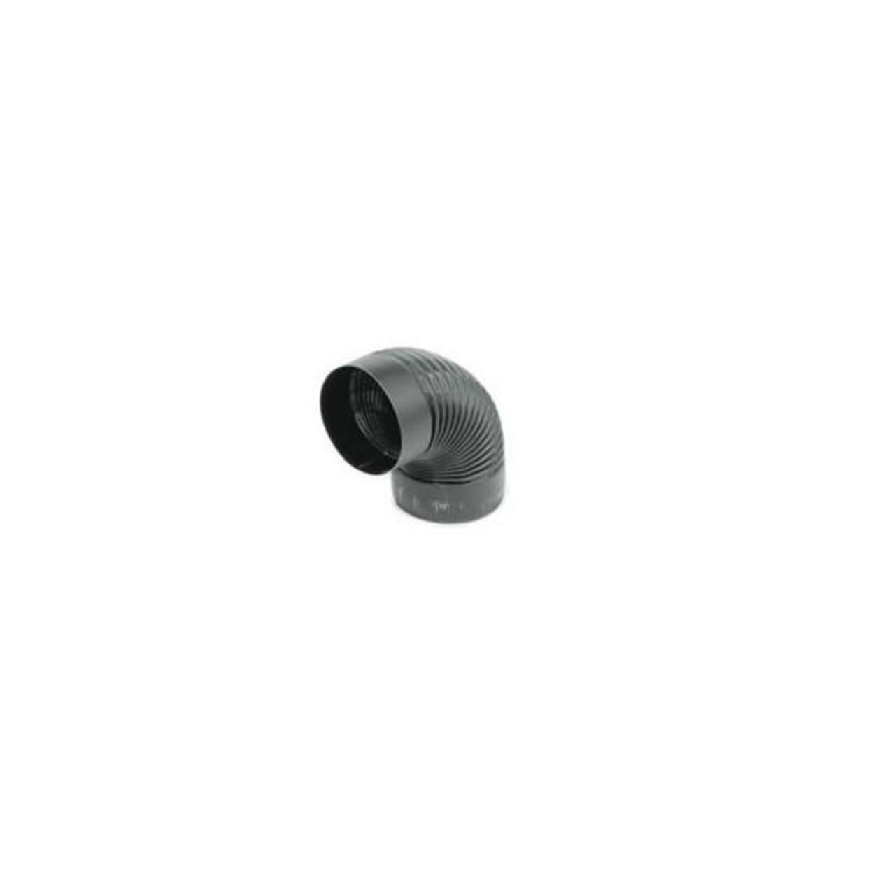 Gray Metal 6-24-602C Snap-lock Stovepipe 90 Degree Corrugated Nonadjustable Elbow - Black, 6", 24ga