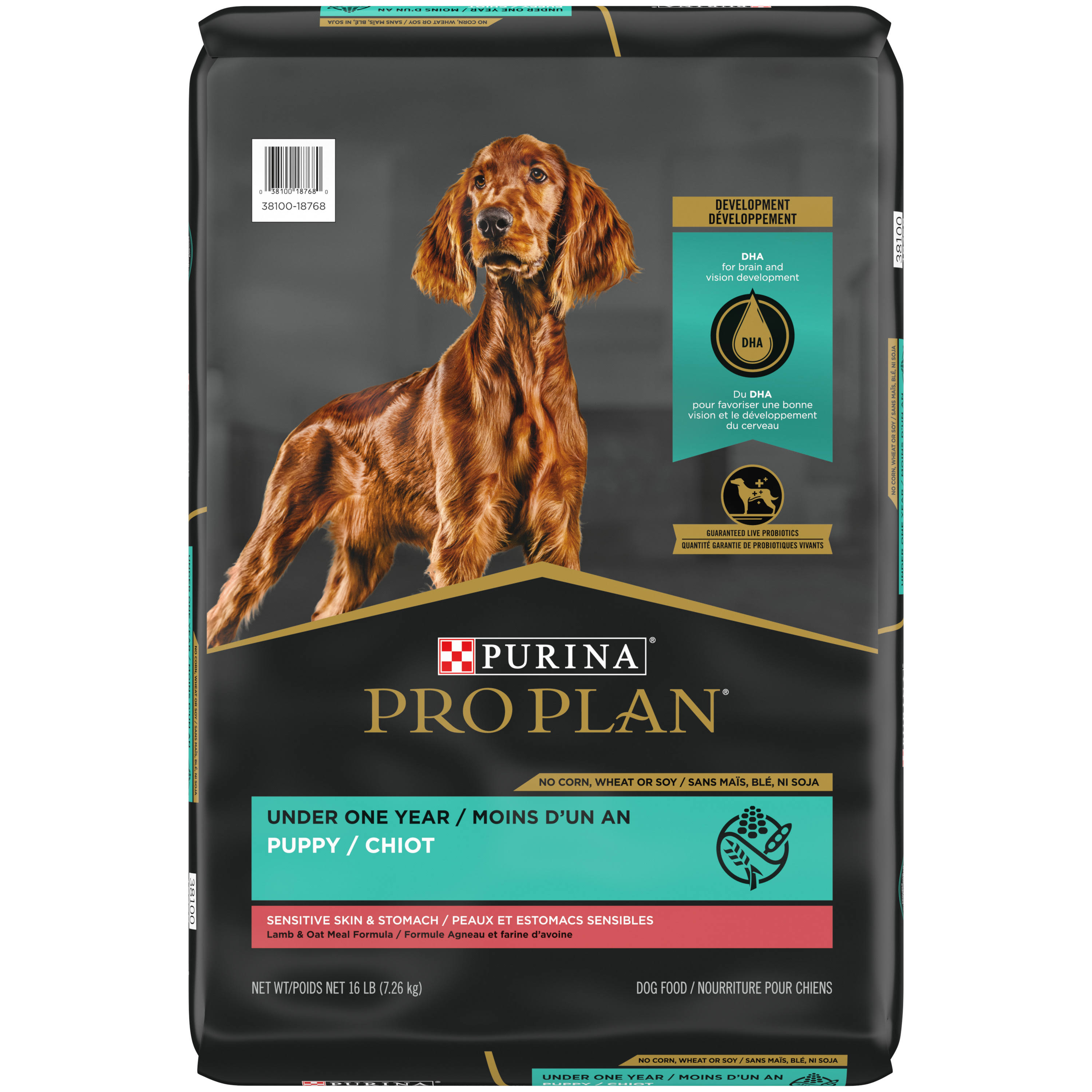 Purina Pro Plan Sensitive Skin & Stomach Lamb & Oat Meal with Probiotics Sensitive Stomach Dry Puppy Food - 16 lb Bag