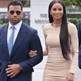 Ciara looks effortlessly chic in a beige dress as she puts on a loved-up display with her husband Russell Wilson at ...