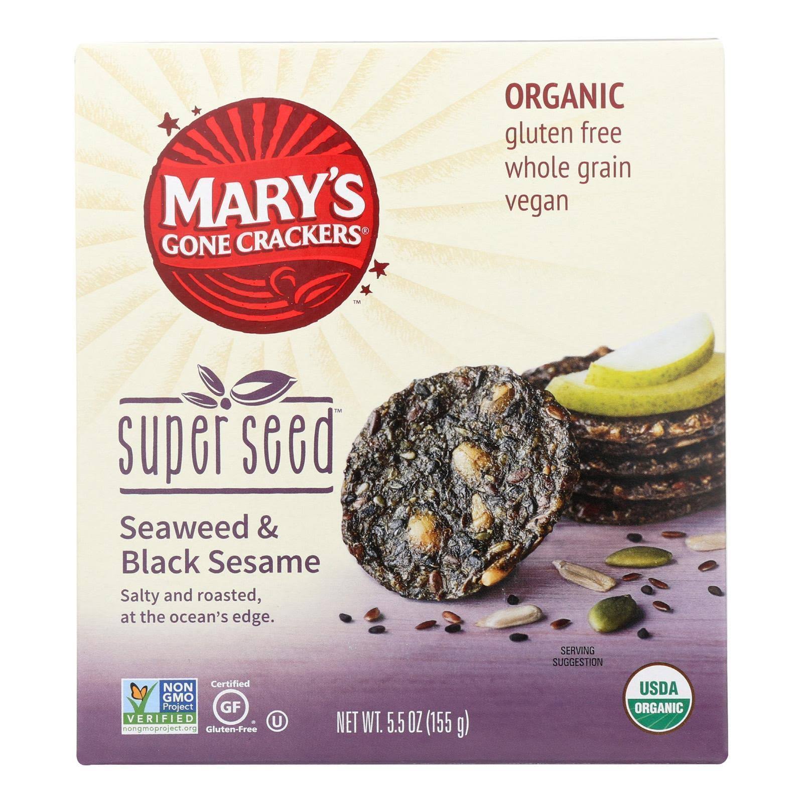 Mary's Gone Crackers Super Seed Crackers - Seaweed & Black Sesame, 4.5oz