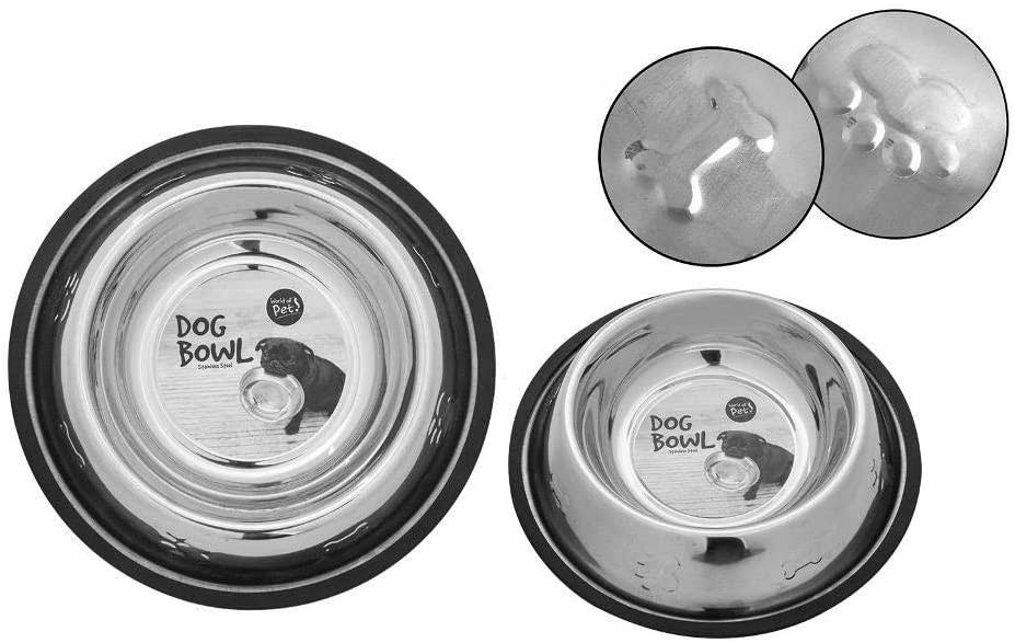 Dog Bowl Cat Bowl Food Water Kibble Treat Bowl Embossed Stainless Steel Large 800ml