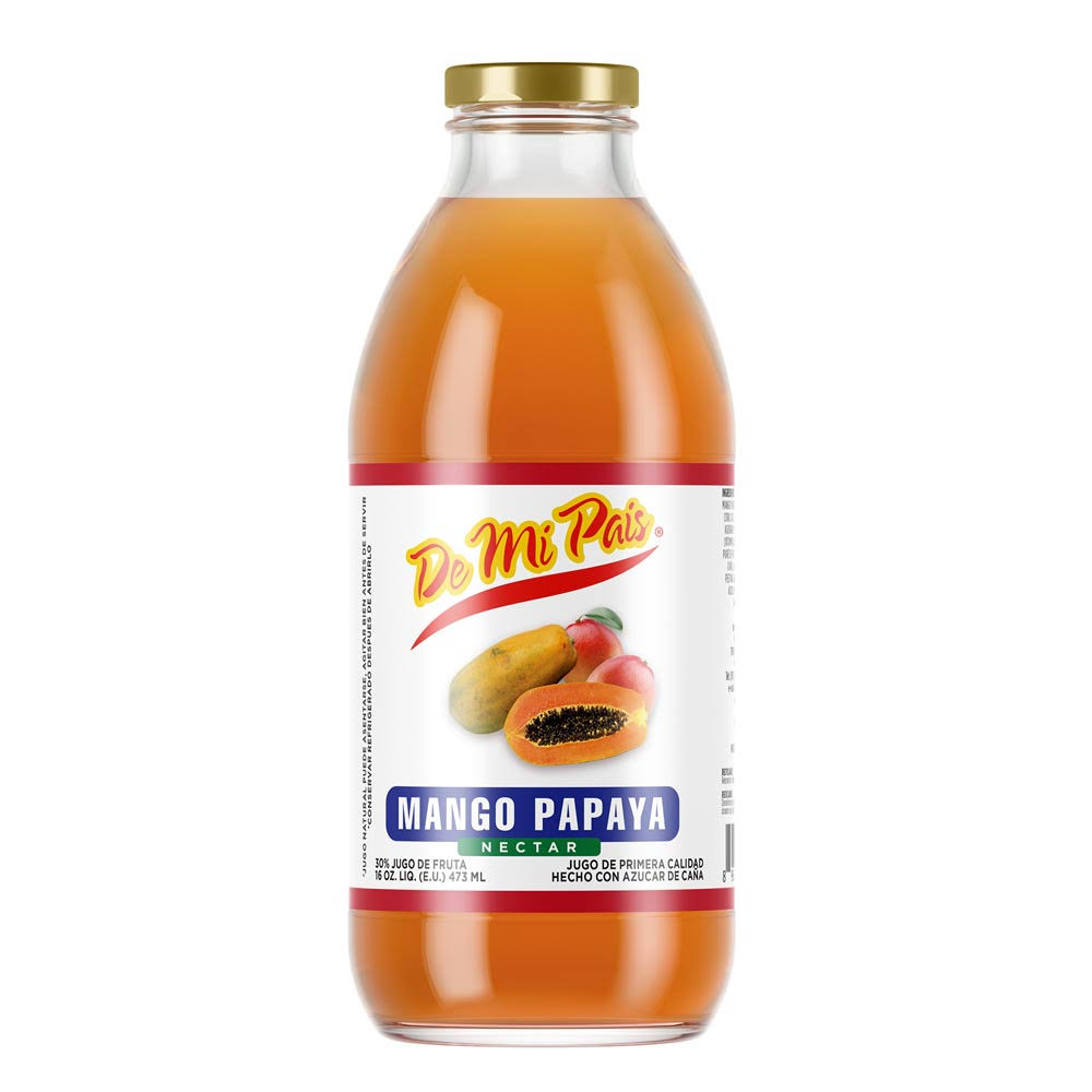 de Mi Pais Jugo de Nectar Sabor A Mango Papaya 16oz / Mango Papaya Nectar Fruit Juice 16oz 12-Pack