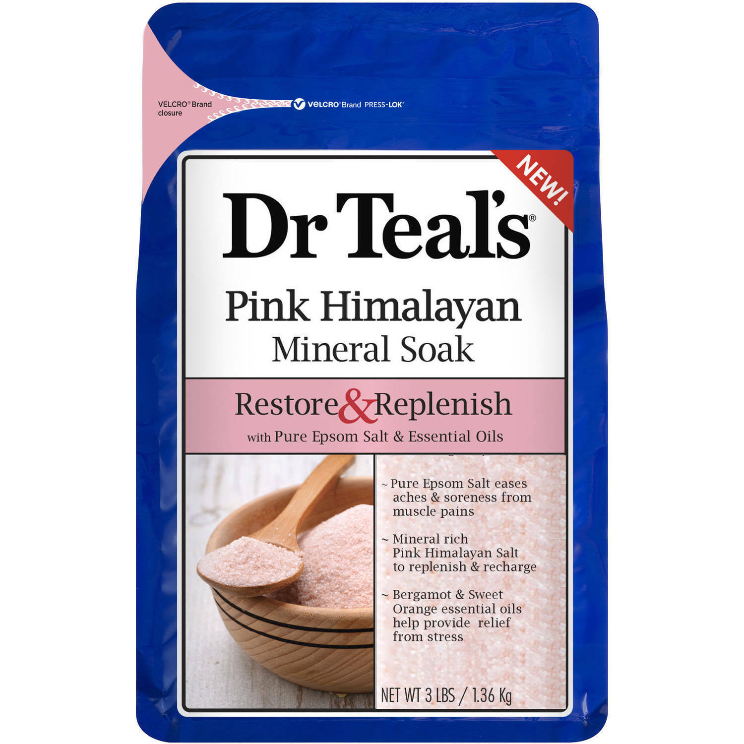 Dr Teal's Restore and Replenish Pink Himalayan Mineral Soak - 3lbs