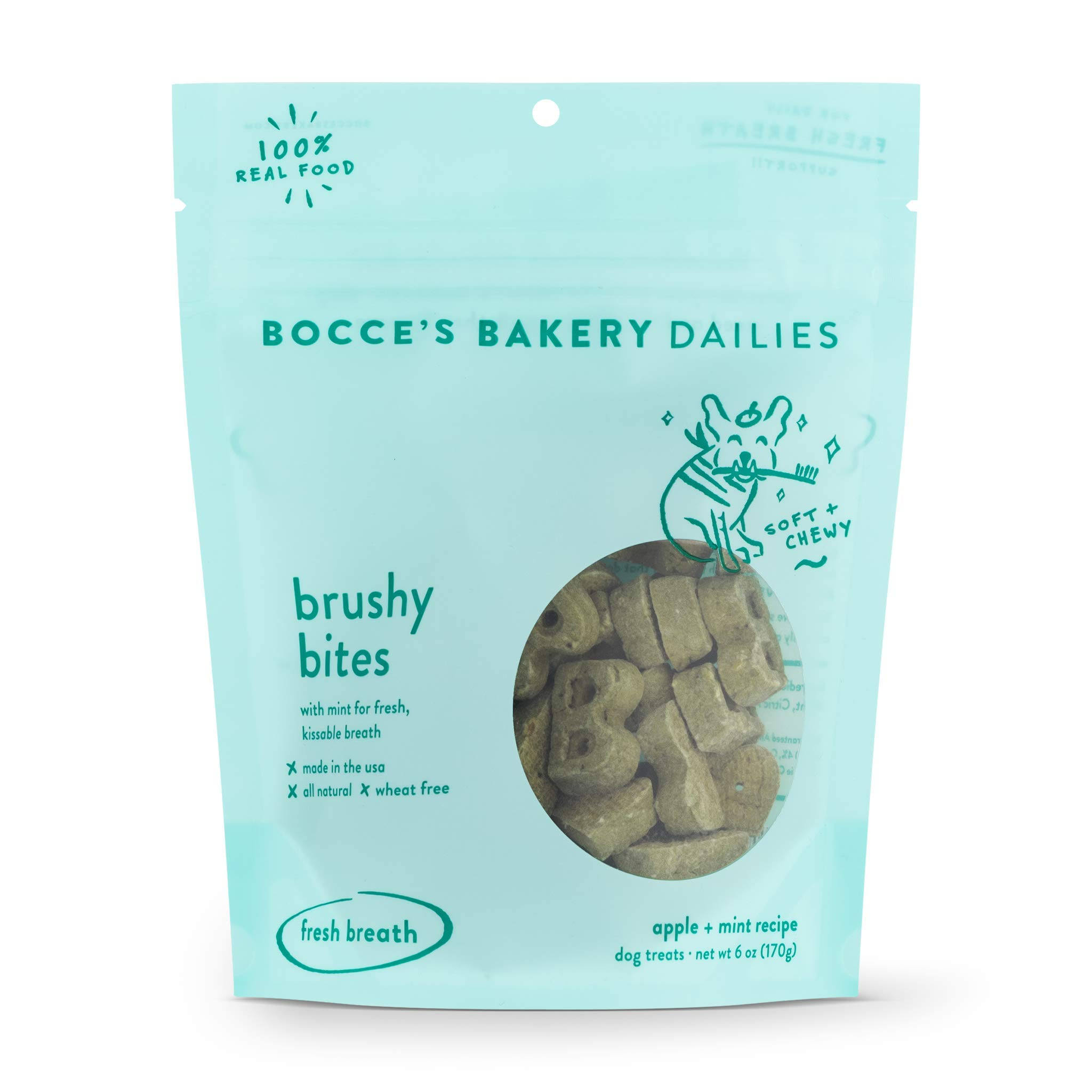 Bocce's Bakery Dailies Brushy Bites Soft & Chewy Dog Treats - 6 oz. Bag