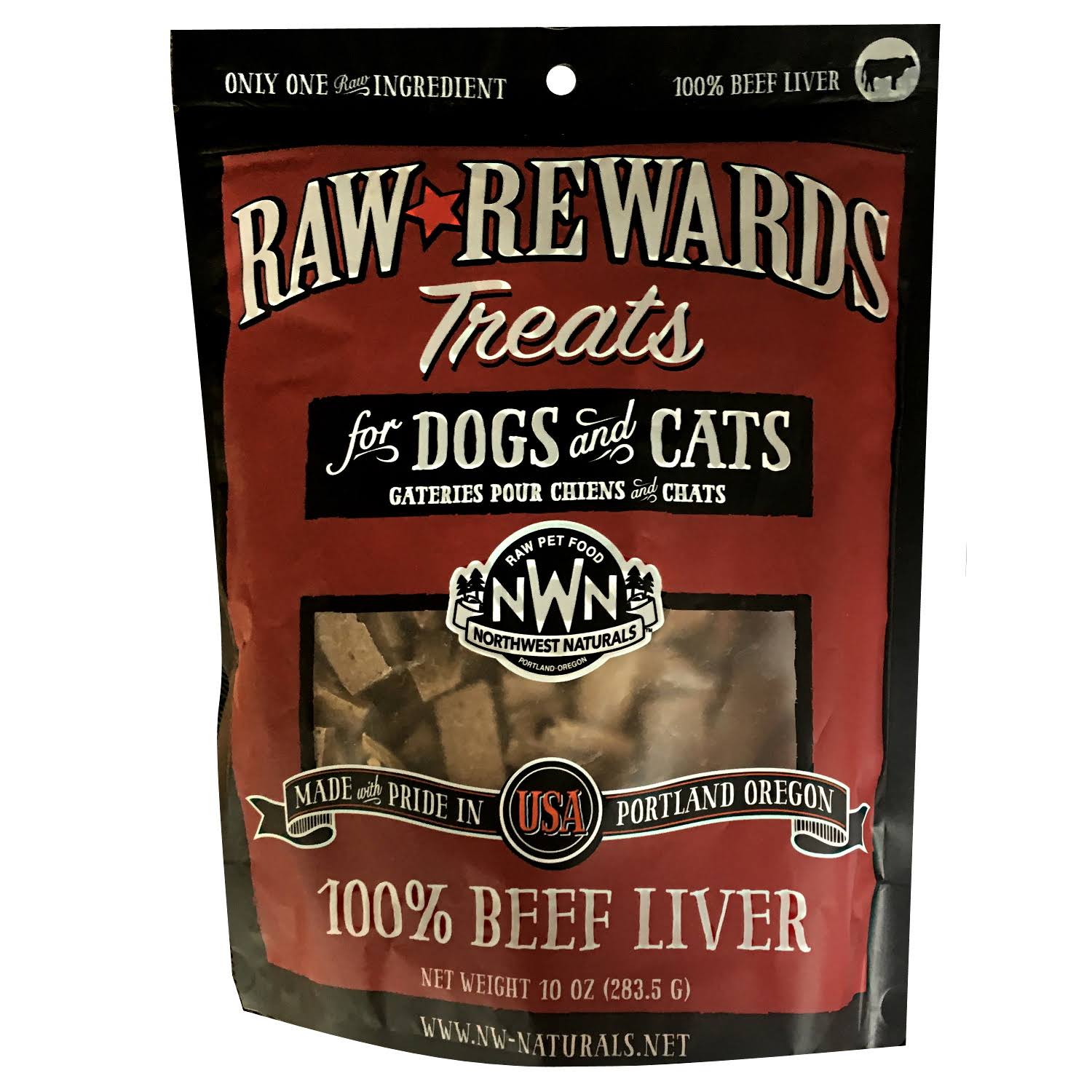 Northwest Naturals Raw Rewards Beef Liver Freeze Dried Dog & Cats Treats, 10-oz