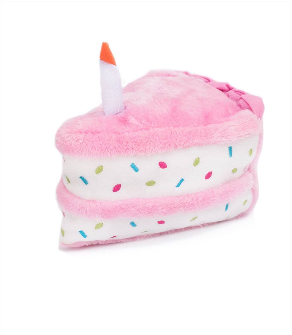 ZippyPaws Birthday Cake Plush Dog Toy - Pink