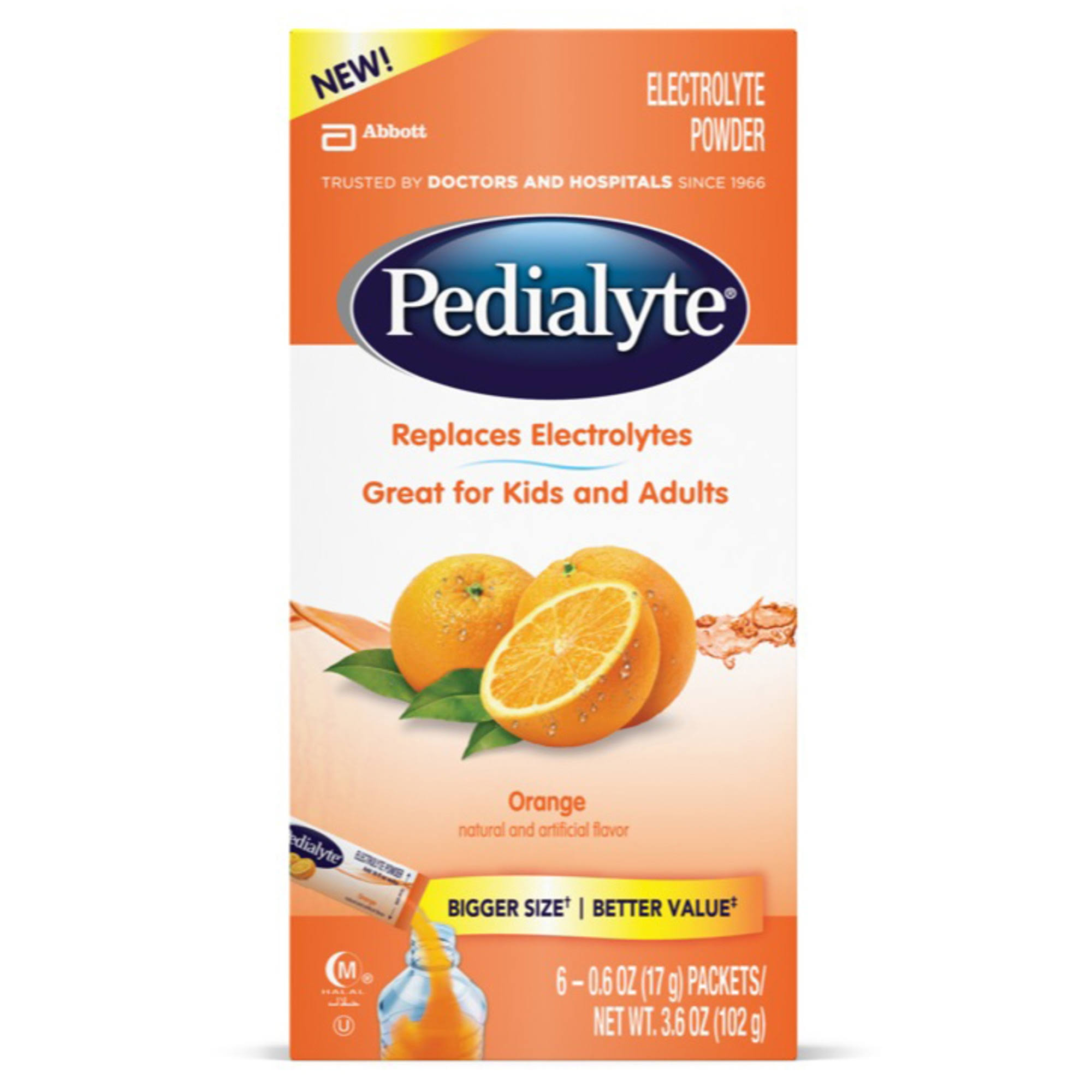 Abbott Pedialyte Electrolyte Powder Electrolyte Drink Powder Sticks - Orange, 0.6oz, 6ct