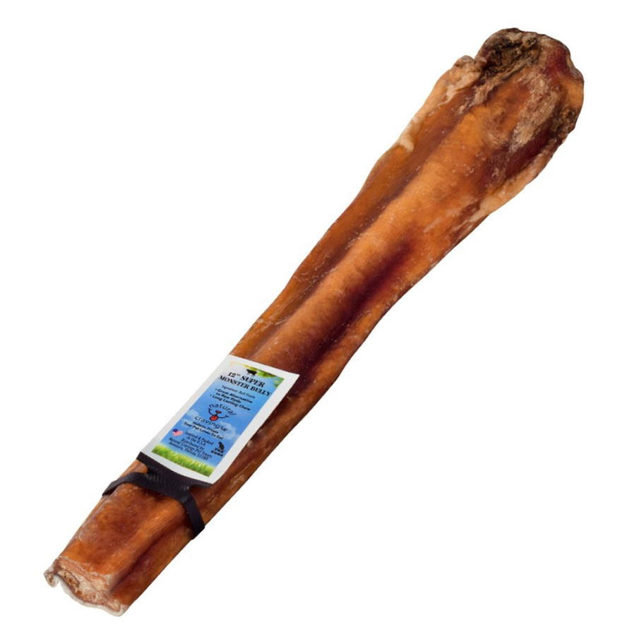 Natural Cravings 12 inch Super Monster Bully Stick Grain Free Large Breed Beef Bully Stick Dog Treat