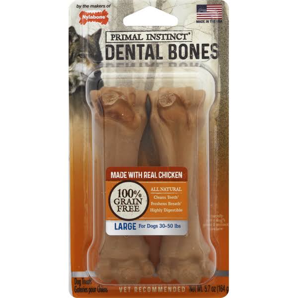 Nylabone Dog Treats, Dental Bones, Large - 5.7 oz