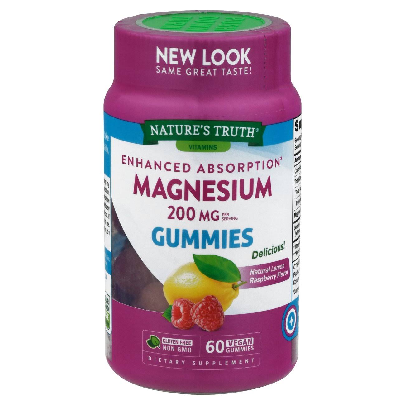 Magnesium (Natural Lemon Raspberry), 200 MG (Per serving), 60 Vegan Gummies
