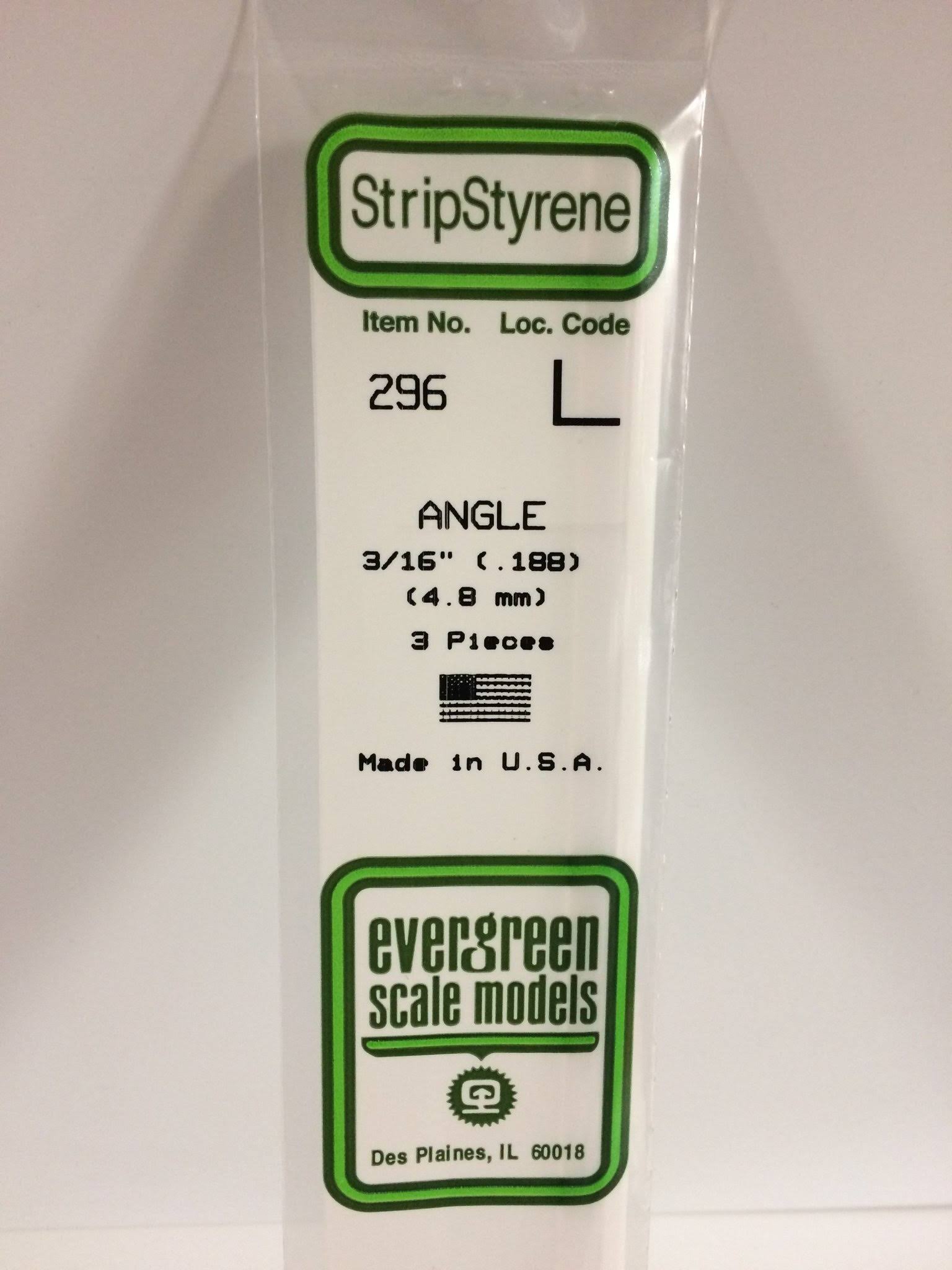 Evergreen Styrene Angle - 4.8mm, 3pcs
