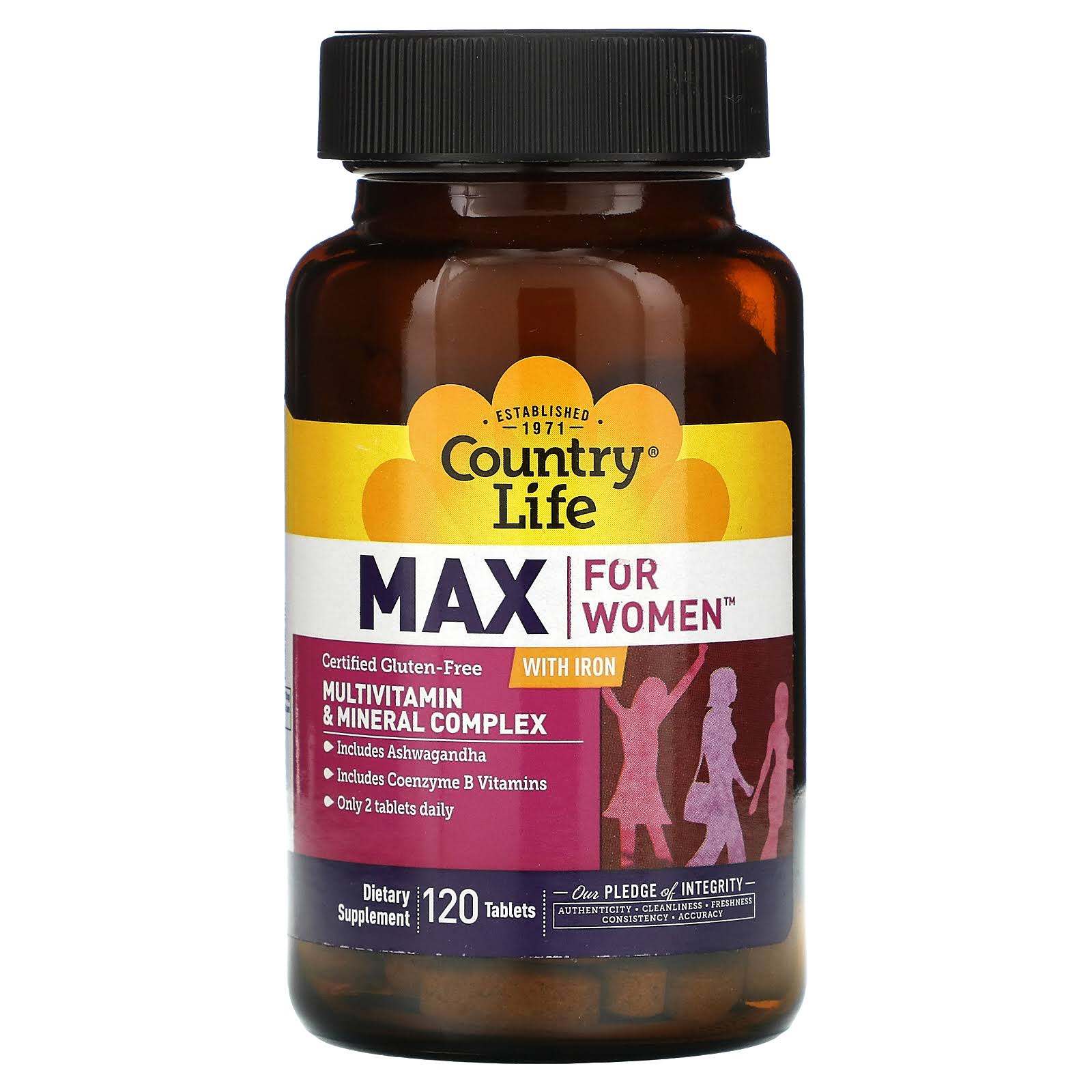 Country Life Max for Women Complex with Iron Multivitamin and Mineral - 120ct