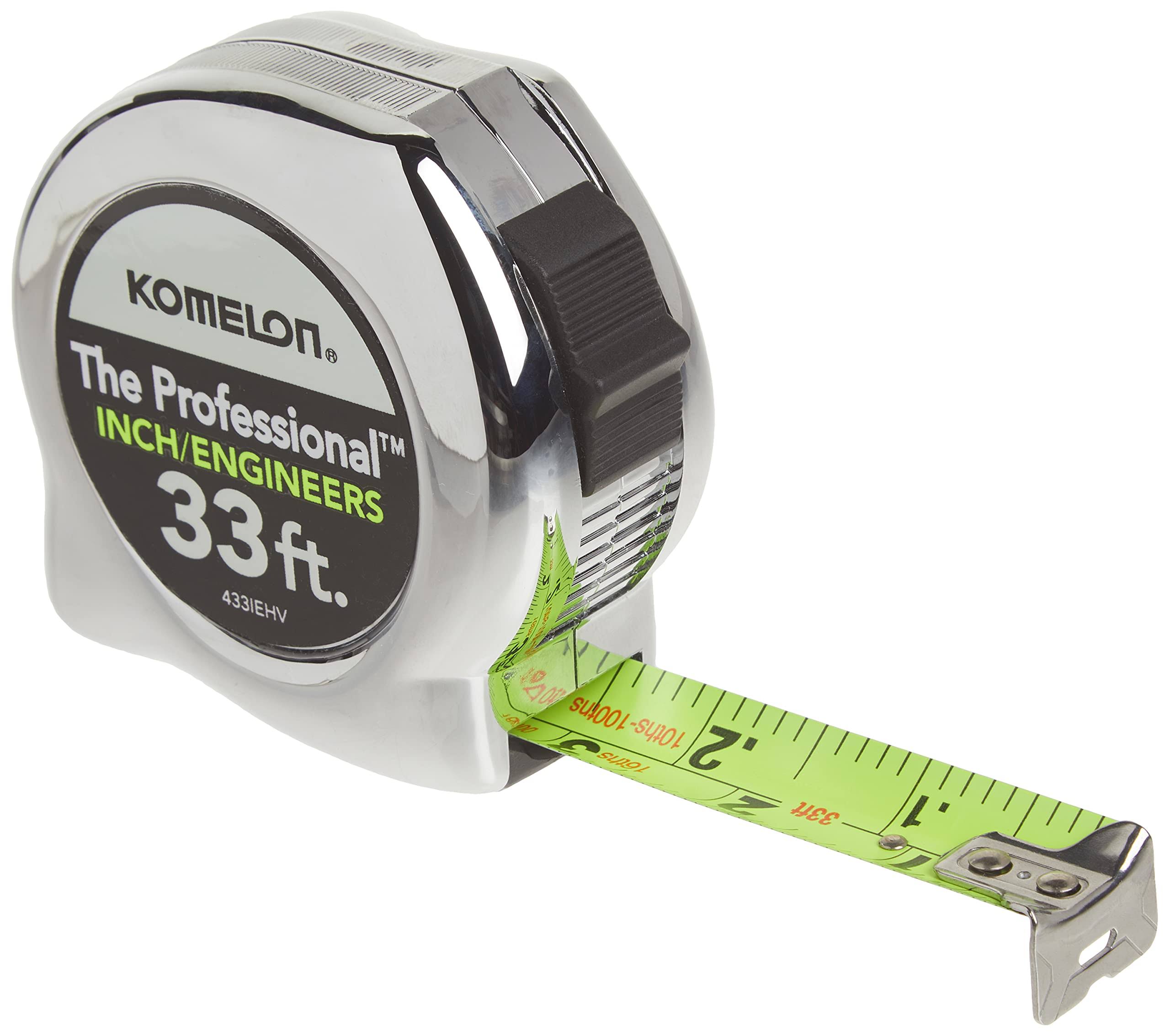Komelon 433Iehv High Visibility Professional Tape Measure - Chrome, 33' x 1"