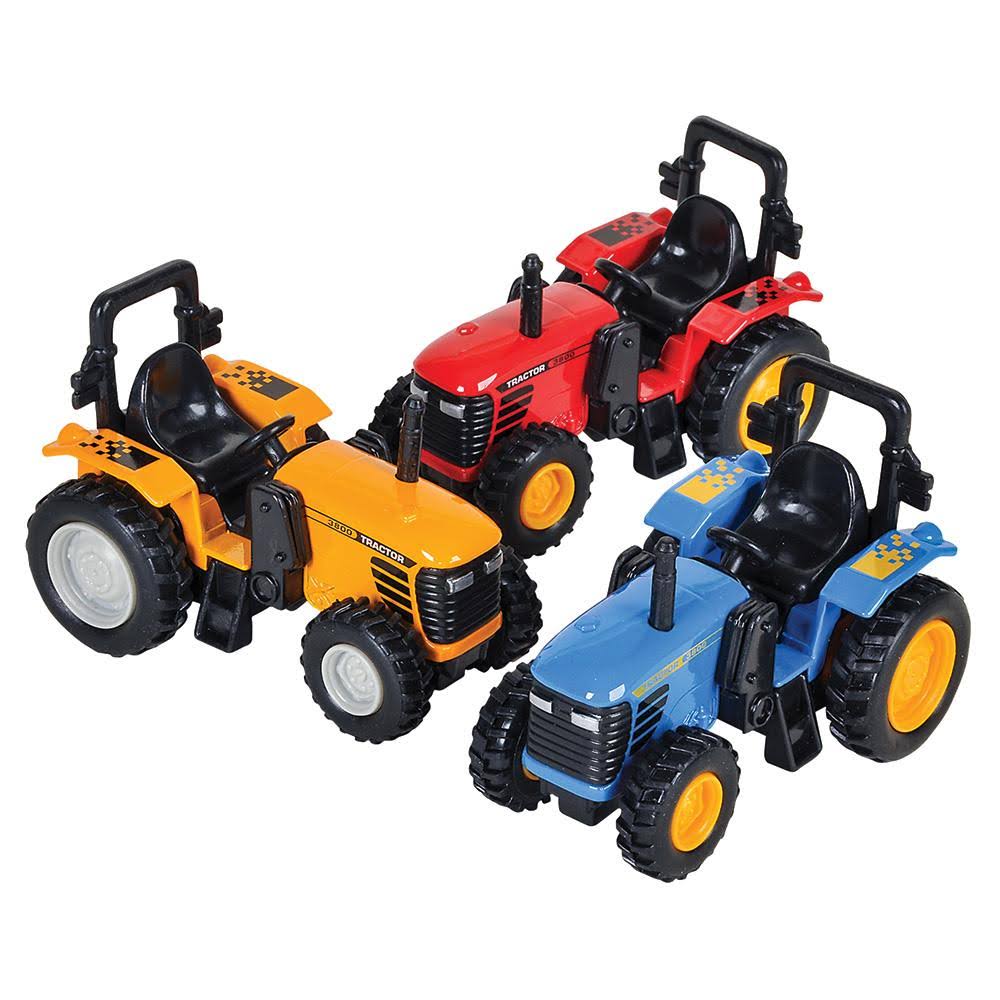 4" Die Cast Pull Back Farm Tractor